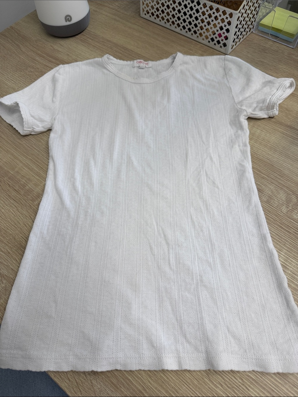 Goldie White Short Sleeve Ribbed Tee